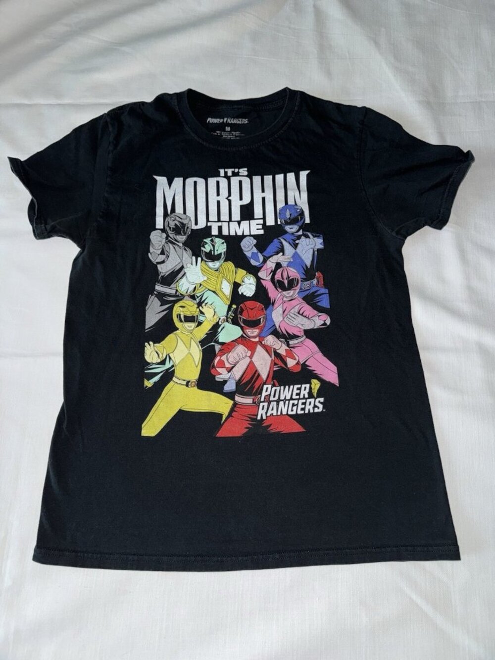 Power Rangers It's Morphin Time Graphic Black T-Shirt Size Medium